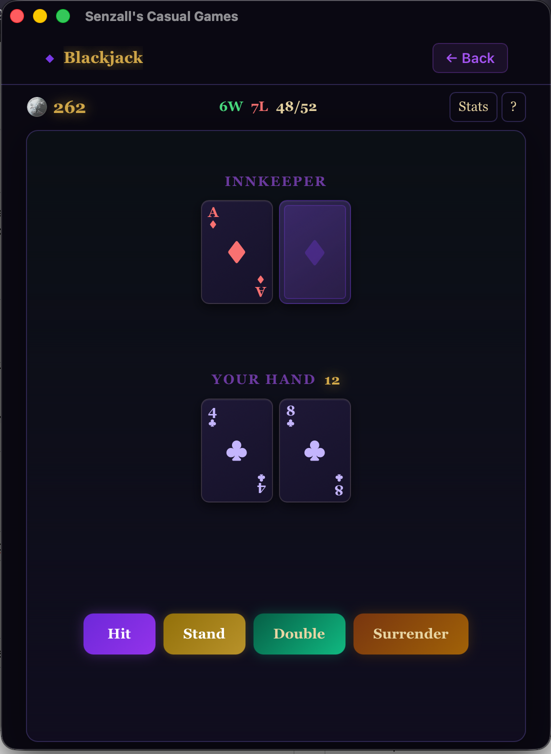 The Tavern — Blackjack gameplay screenshot