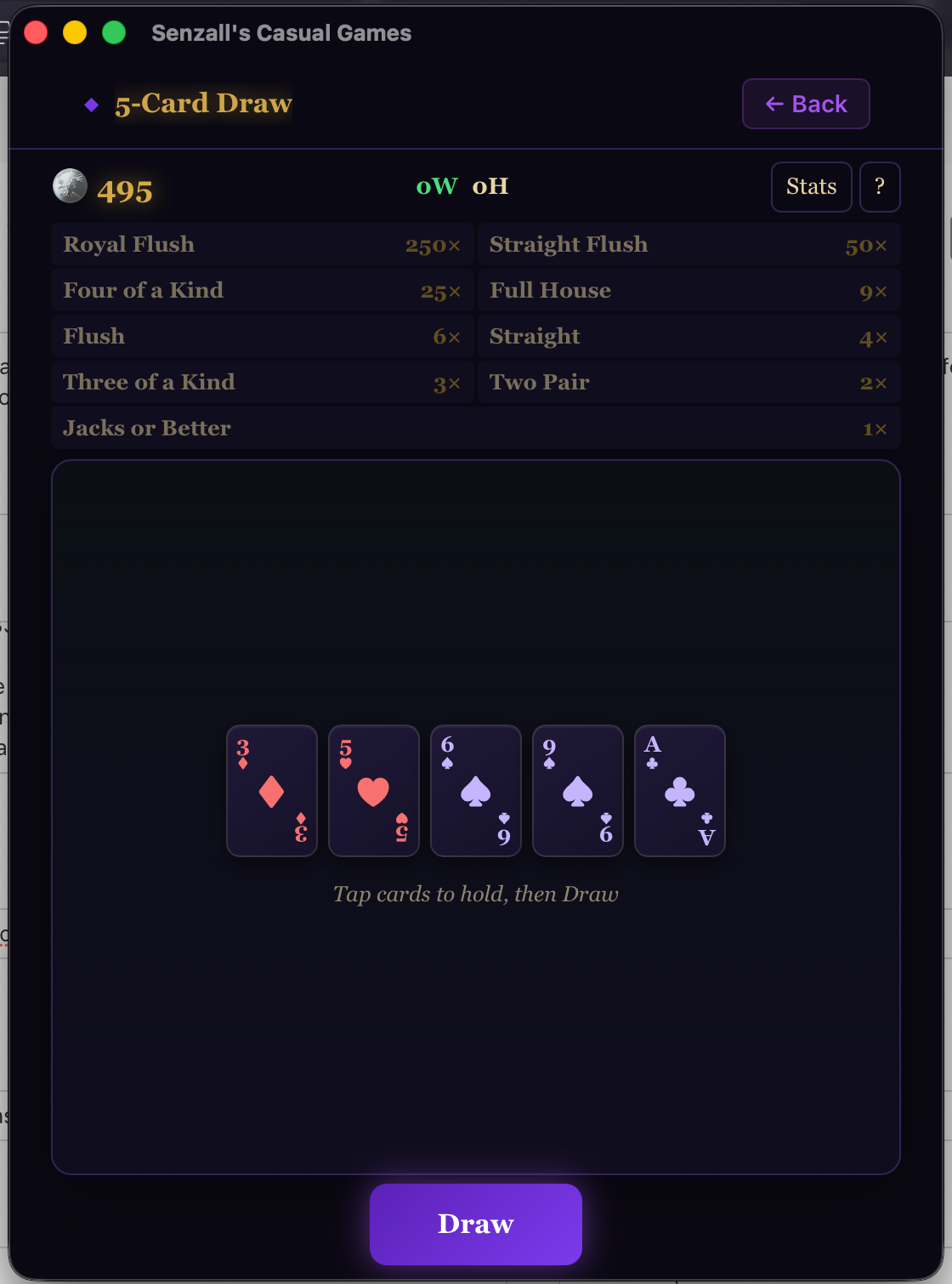 5-Card Draw — Video Poker gameplay screenshot