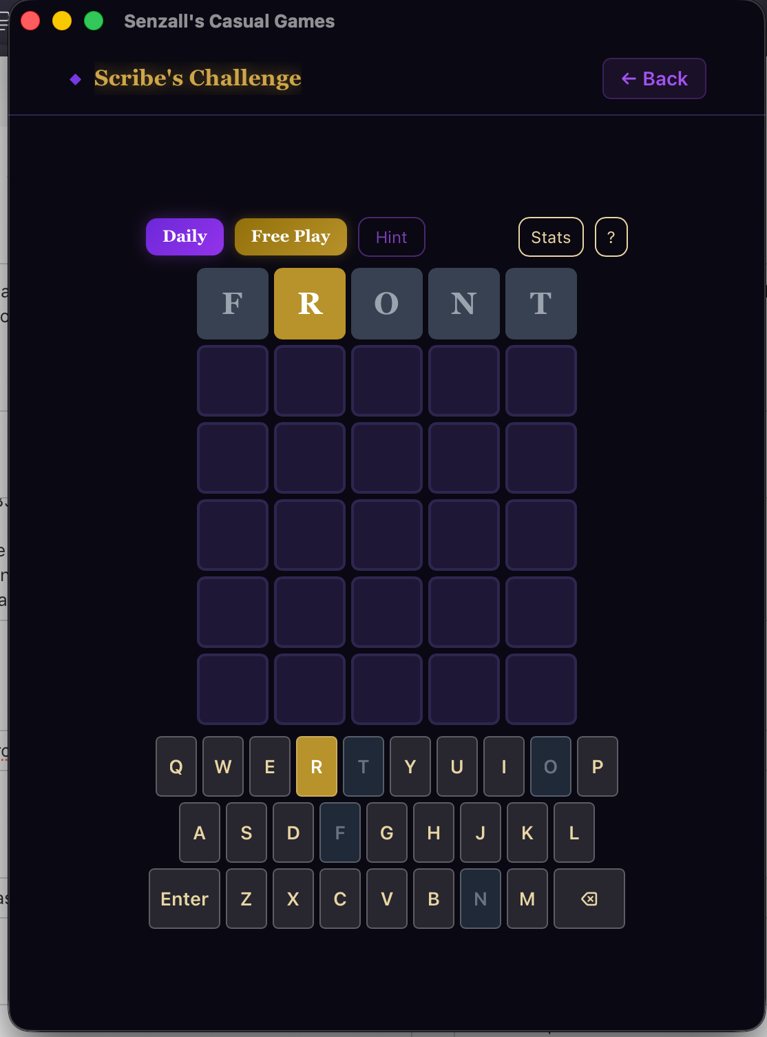 The Scribe's Challenge — Daily Word Puzzle gameplay screenshot