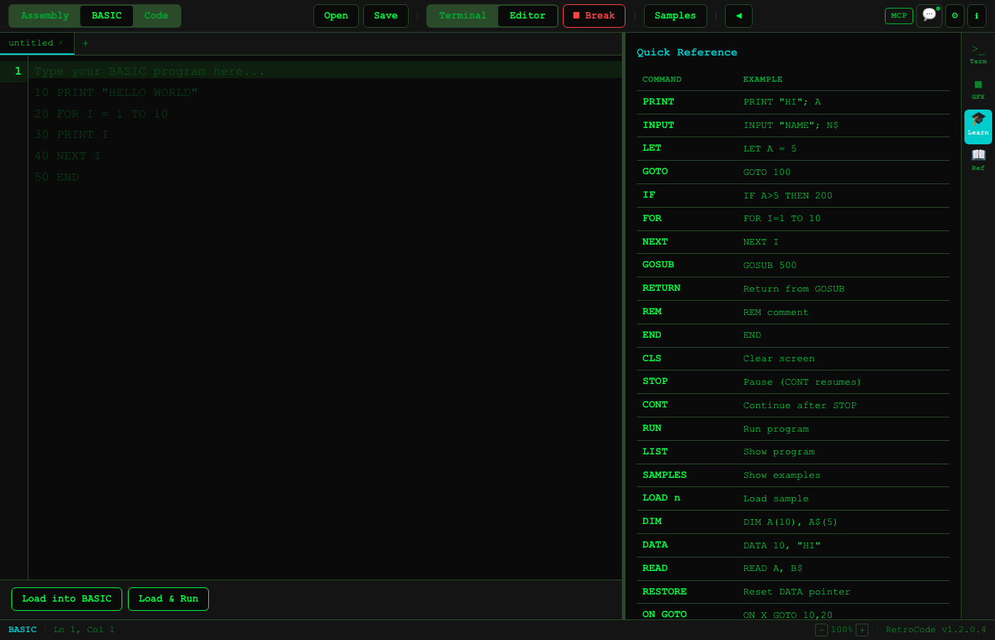BASIC Reference Panel