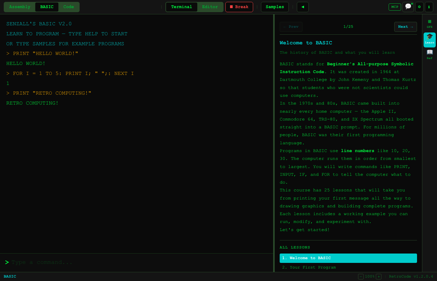 RetroCode BASIC Terminal
