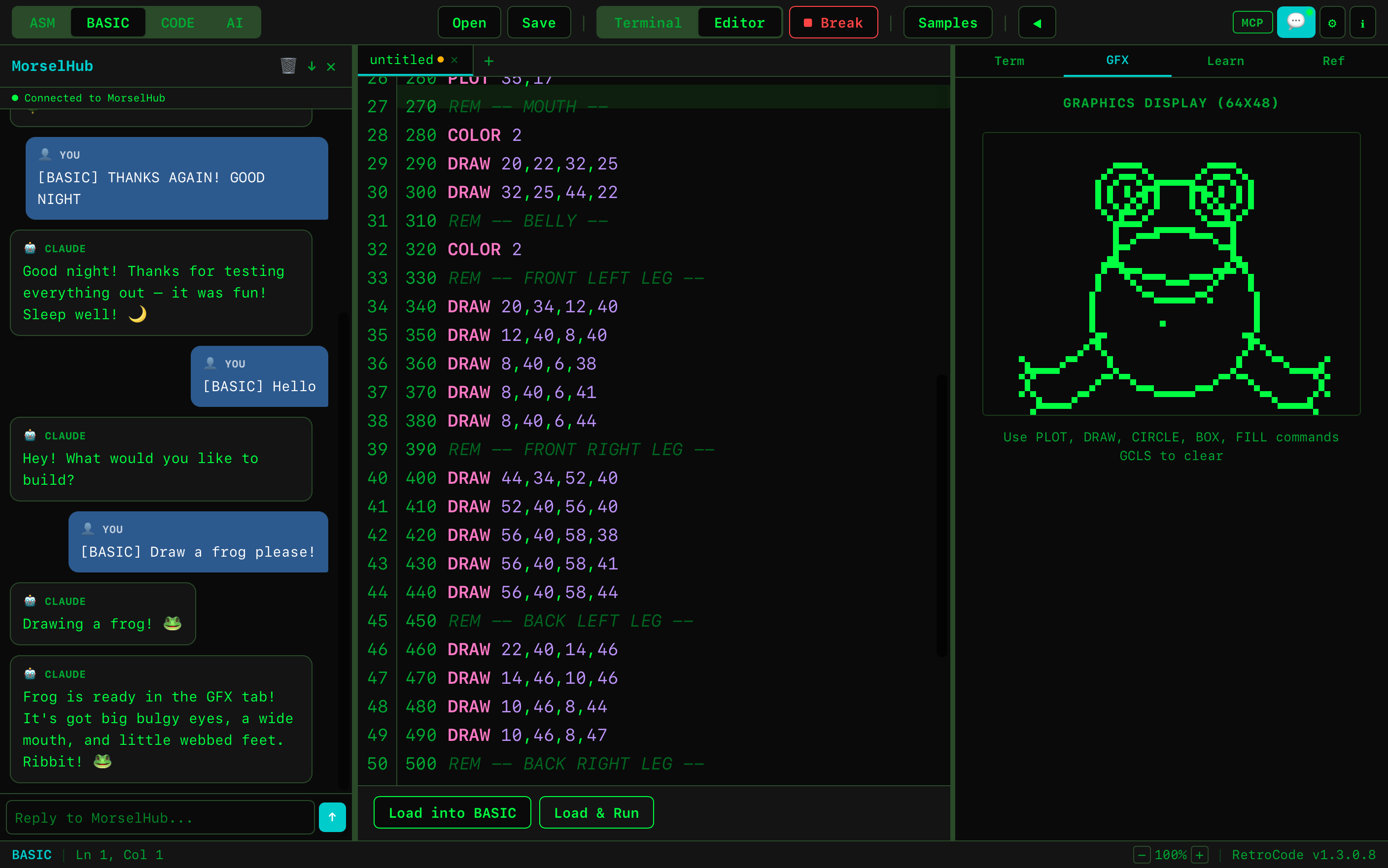 BASIC graphics drawn by AI via MorselHub